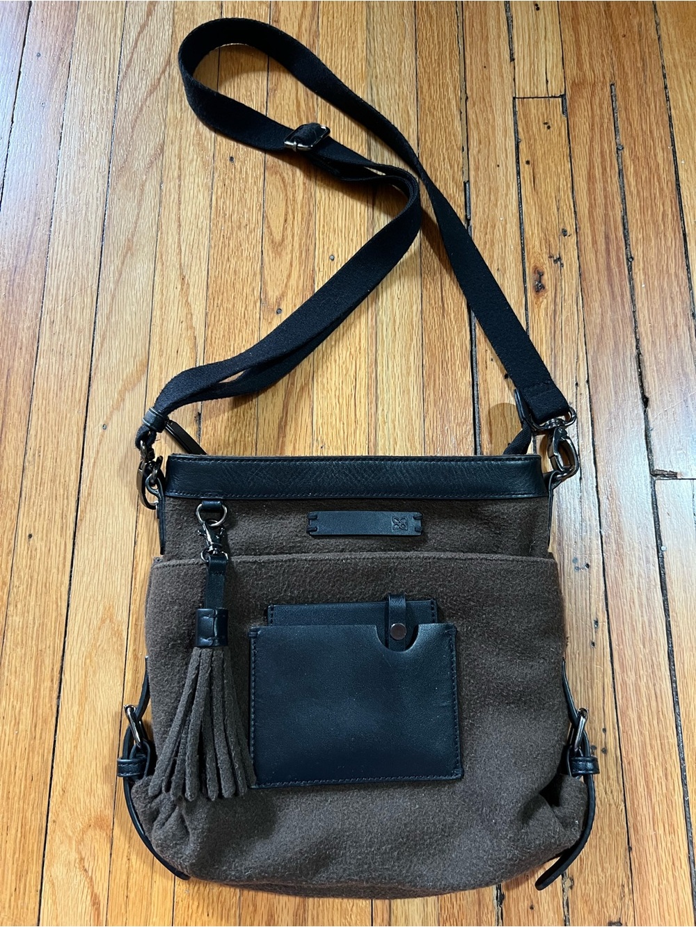 Sherpani Olive Green & Black Crossbody Bag, with Mini Wallet & Tassel